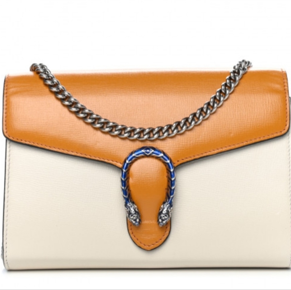 Gucci Calfskin Tri-Color Mini Dionysus Chain Wallet Electric Blue